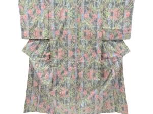 梅・笹模様織り出し本場泥大島紬着物(5マルキ)